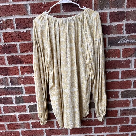 Skemo Boho Peasant Blouse Tassel Tie Floral Print Top XL - Picture 2 of 5